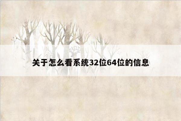 关于怎么看系统32位64位的信息