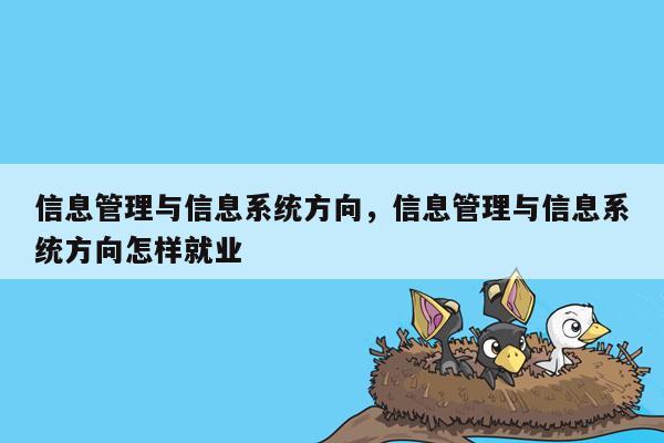 信息管理与信息系统方向，信息管理与信息系统方向怎样就业