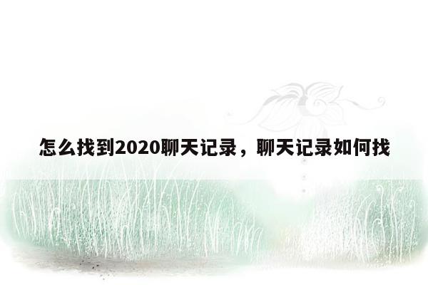 怎么找到2020聊天记录，聊天记录如何找