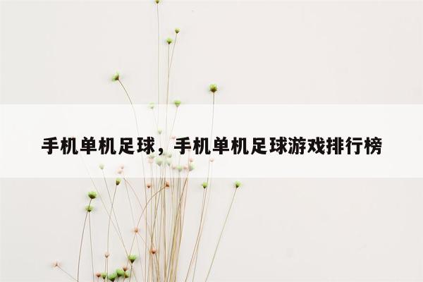 手机单机足球，手机单机足球游戏排行榜