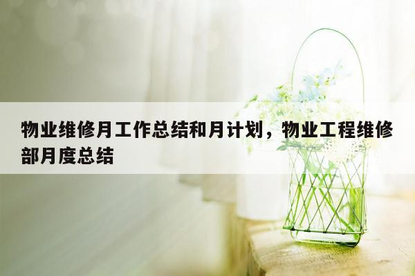 物业维修月工作总结和月计划，物业工程维修部月度总结