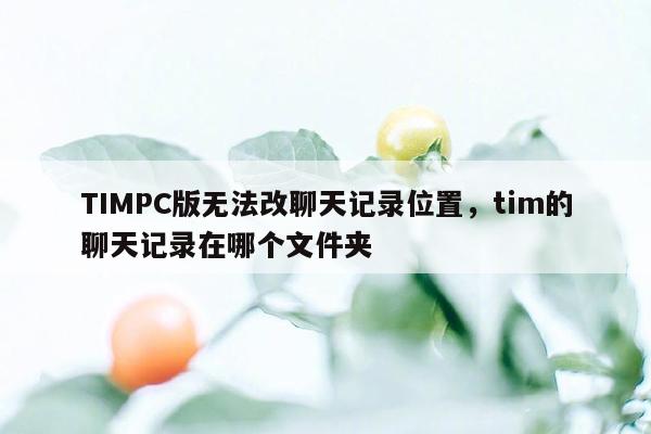 TIMPC版无法改聊天记录位置，tim的聊天记录在哪个文件夹