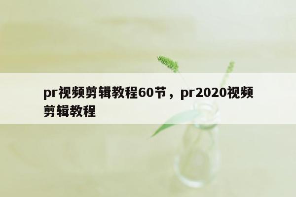 pr视频剪辑教程60节，pr2020视频剪辑教程