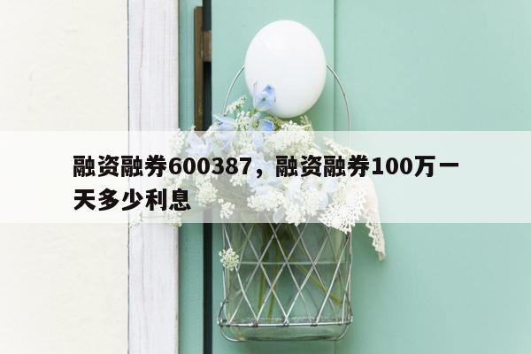 融资融券600387，融资融券100万一天多少利息