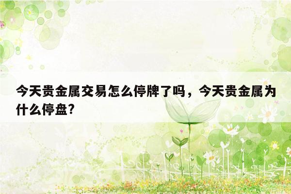 今天贵金属交易怎么停牌了吗，今天贵金属为什么停盘?