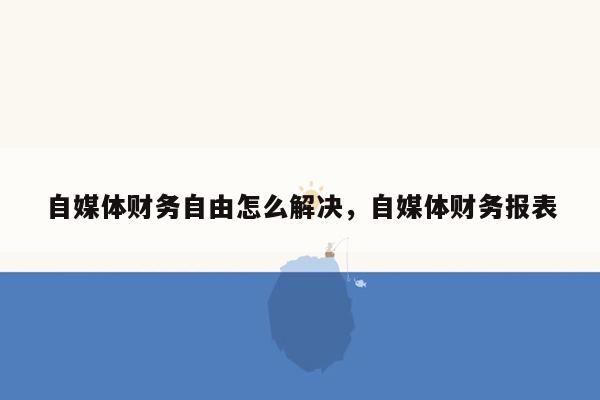 自媒体财务自由怎么解决，自媒体财务报表