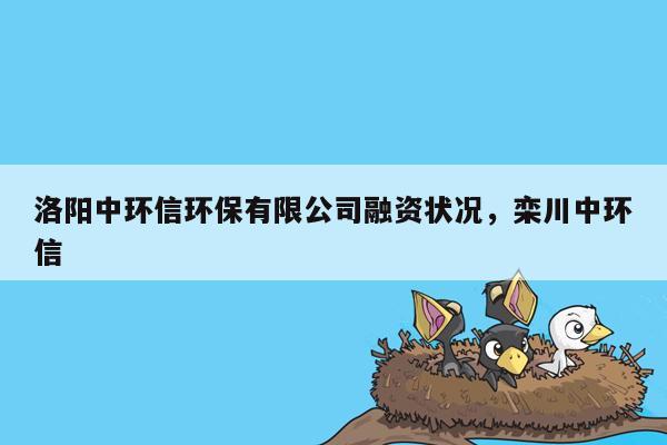 洛阳中环信环保有限公司融资状况，栾川中环信