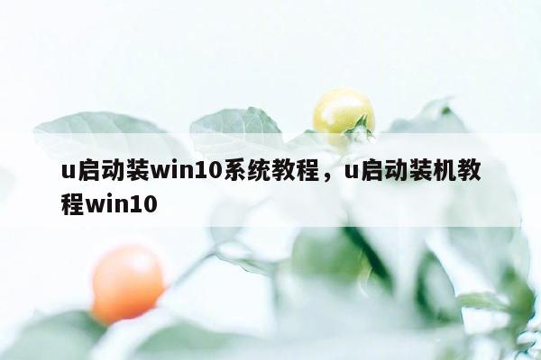 u启动装win10系统教程，u启动装机教程win10