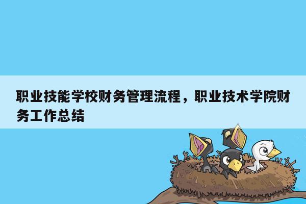 职业技能学校财务管理流程，职业技术学院财务工作总结