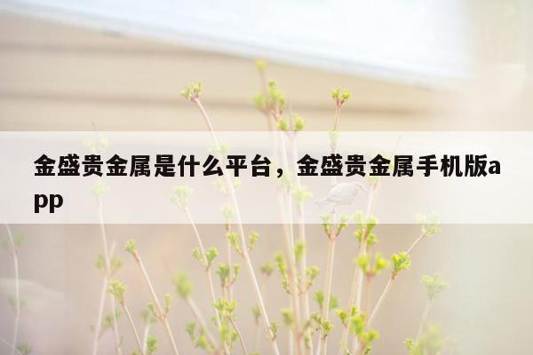 金盛贵金属是什么平台，金盛贵金属手机版app