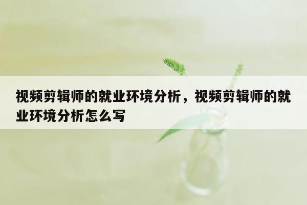 视频剪辑师的就业环境分析，视频剪辑师的就业环境分析怎么写