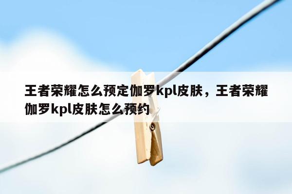 王者荣耀怎么预定伽罗kpl皮肤，王者荣耀伽罗kpl皮肤怎么预约