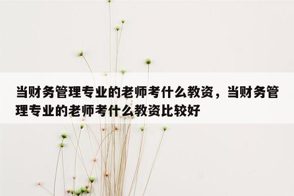 当财务管理专业的老师考什么教资，当财务管理专业的老师考什么教资比较好