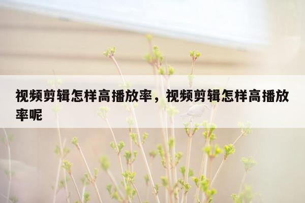 视频剪辑怎样高播放率，视频剪辑怎样高播放率呢