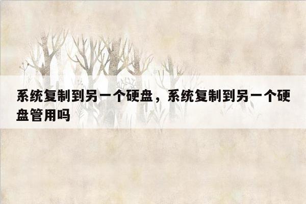 系统复制到另一个硬盘，系统复制到另一个硬盘管用吗