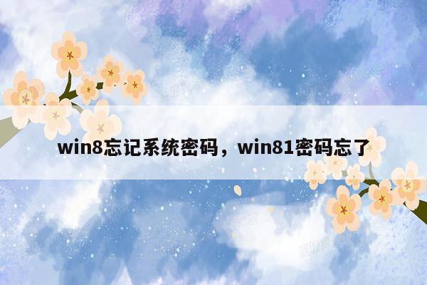 win8忘记系统密码，win81密码忘了