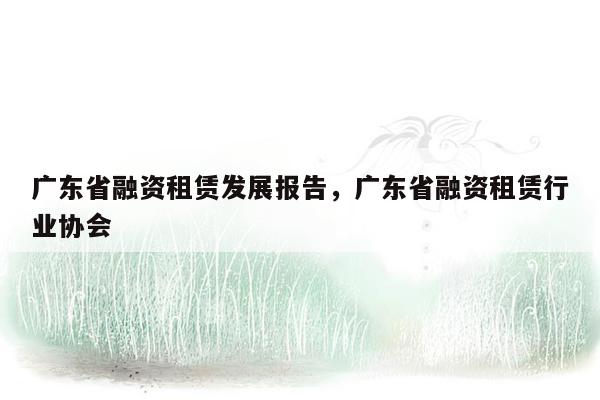 广东省融资租赁发展报告，广东省融资租赁行业协会