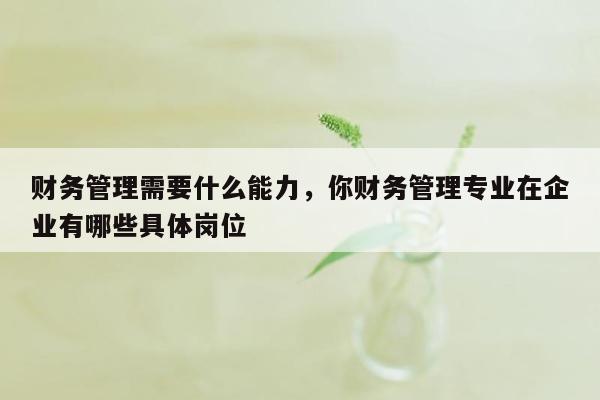 财务管理需要什么能力，你财务管理专业在企业有哪些具体岗位