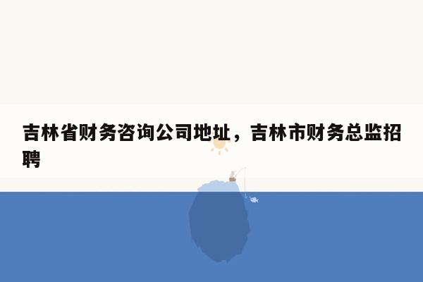 吉林省财务咨询公司地址，吉林市财务总监招聘