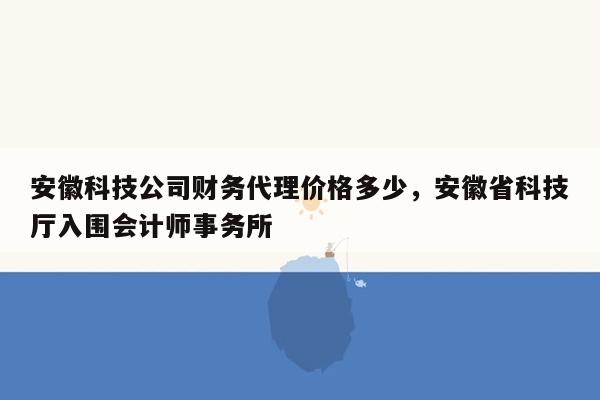 安徽科技公司财务代理价格多少，安徽省科技厅入围会计师事务所