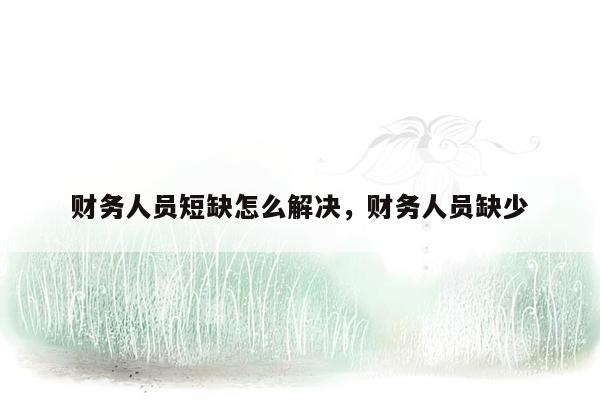 财务人员短缺怎么解决，财务人员缺少