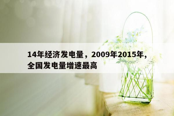 14年经济发电量，2009年2015年,全国发电量增速最高