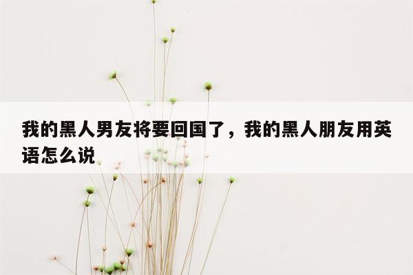 我的黑人男友将要回国了，我的黑人朋友用英语怎么说